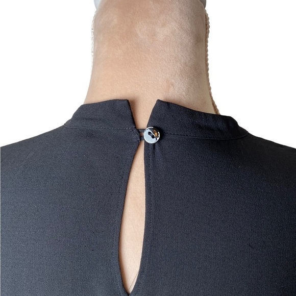 Eileen Fisher Black Surplice Wrap Silk Blouse - Picture 6 of 7